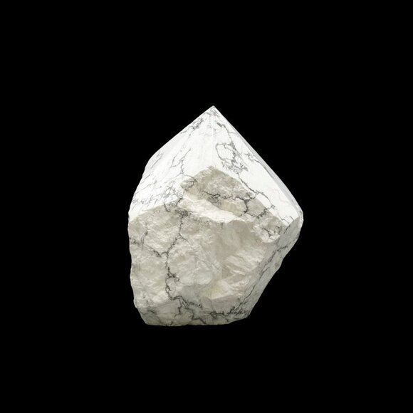 White Howlite Crystal, Generator Point, Rough Base, Polished Point, White Stone - Picture 4 of 10